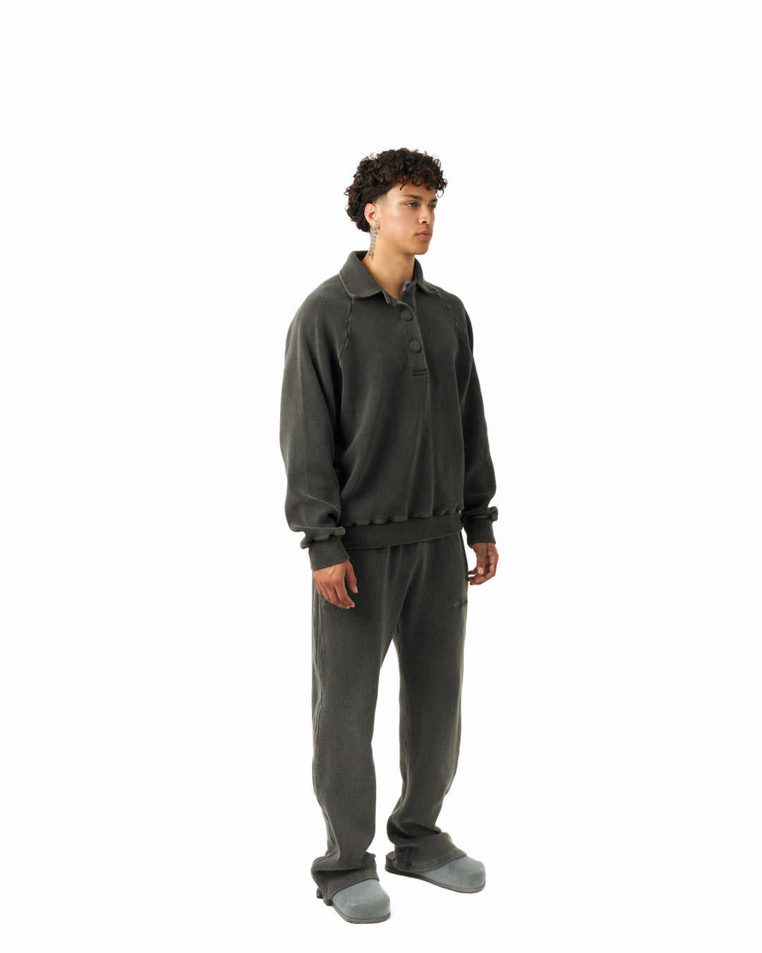 Ottoman Polo Jumper - Charcoal