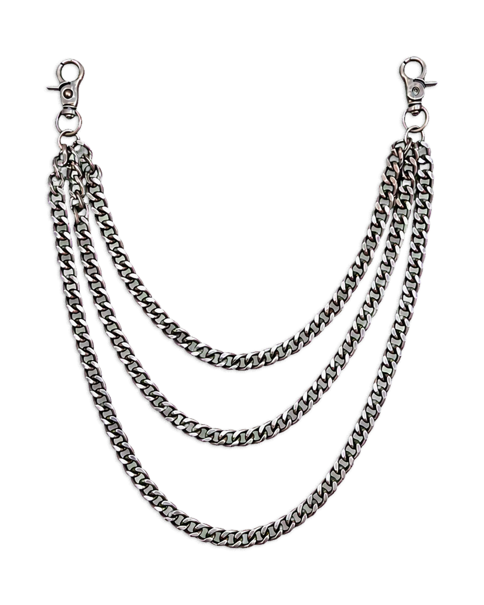 Triple Curb Wallet Chain – Silver