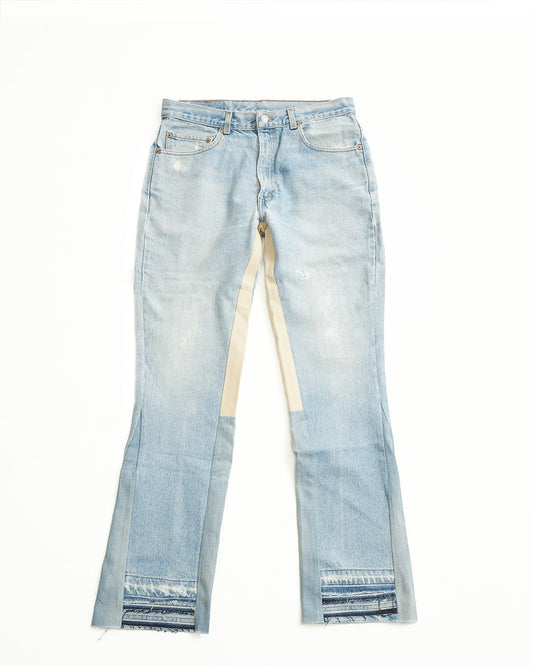 Blue/ Creme Insert Tri-Tone Flare Denim(DROP 001) - Jeanius Bar Atelier