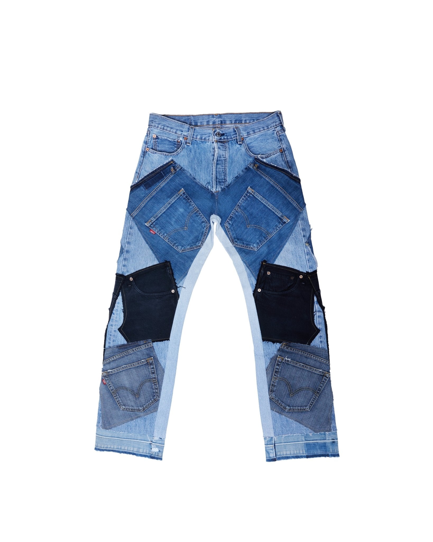 Patchwork denim hot sale pants