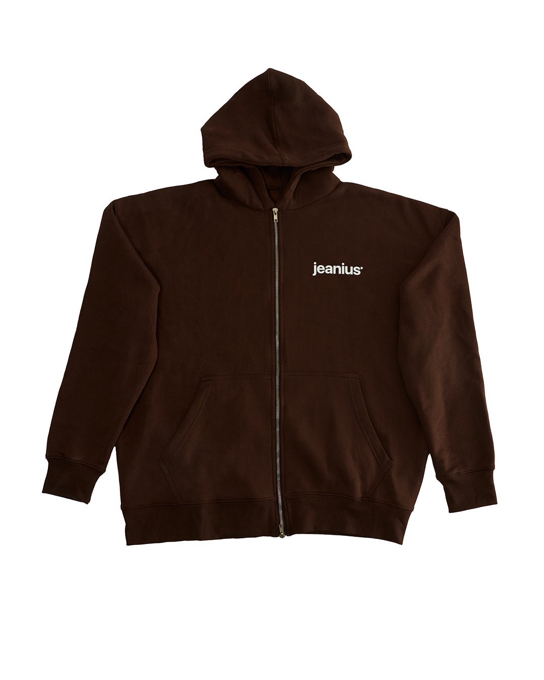 TEAM JEANIUS ZIP UP HOODIE BROWN - Jeanius Bar Atelier