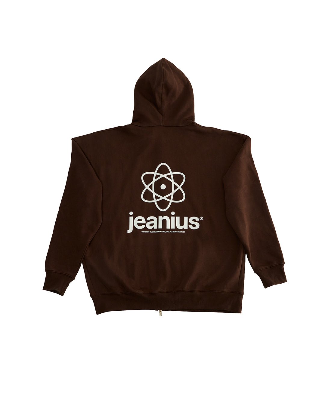 TEAM JEANIUS ZIP UP HOODIE BROWN - Jeanius Bar Atelier