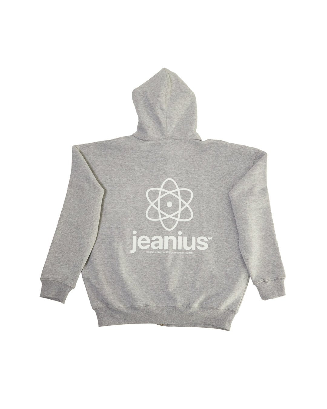 TEAM JEANIUS ZIP UP HOODIE GREY - Jeanius Bar Atelier