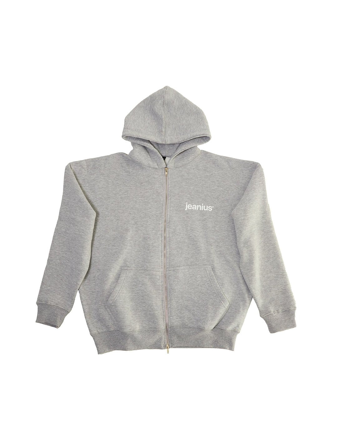 TEAM JEANIUS ZIP UP HOODIE GREY - Jeanius Bar Atelier